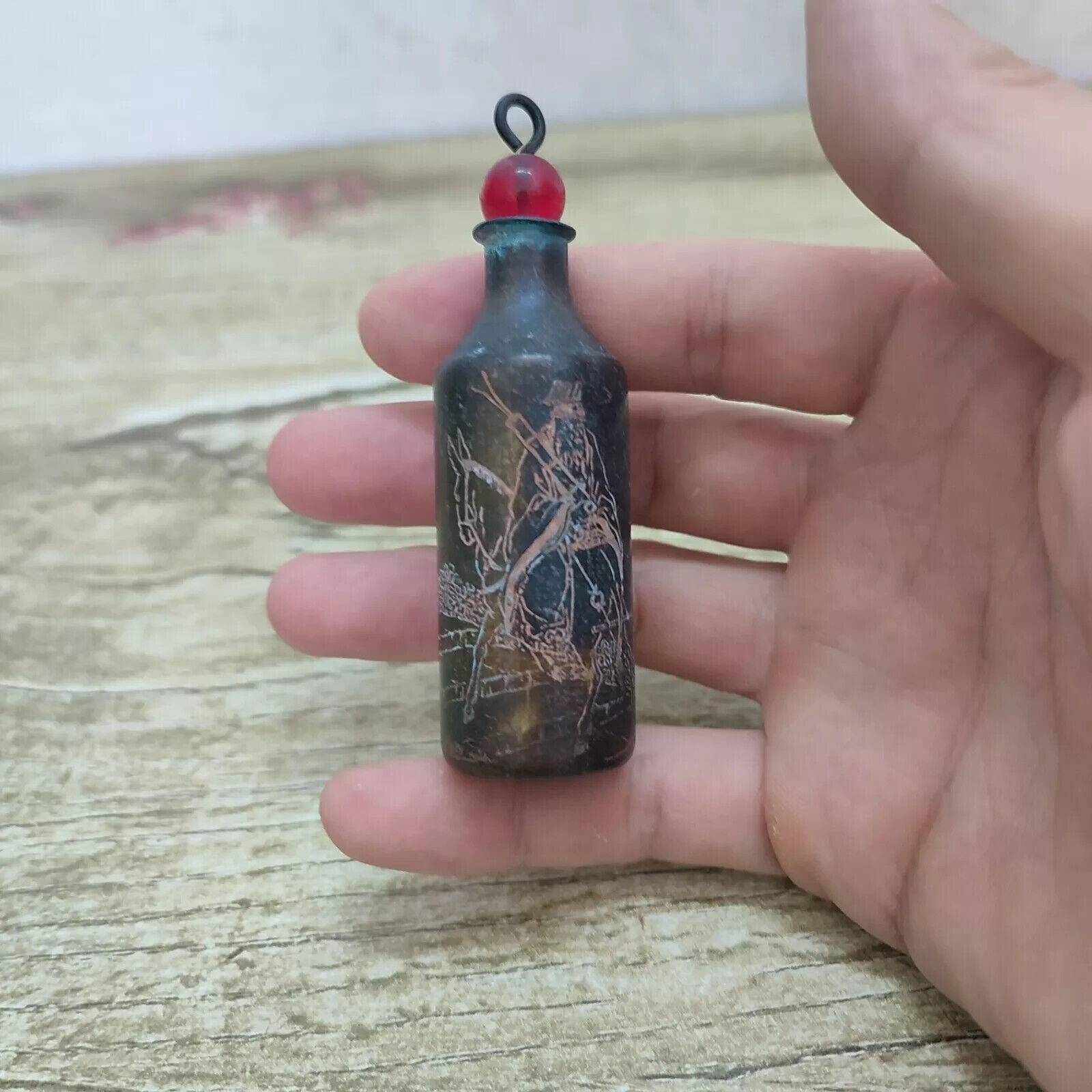 Vintage Collectible Bottles - Chinese Antique Vintage Copper Carved Snuff