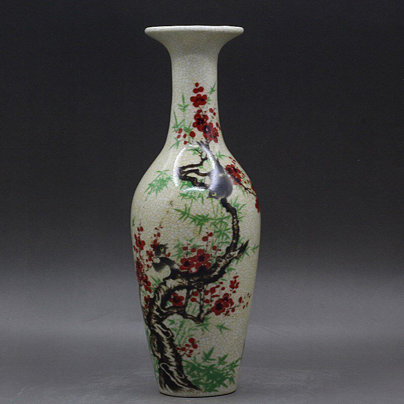 Vintage Collectible Bottles - Jingdezhen Antique Ceramic Vase Happy Plum