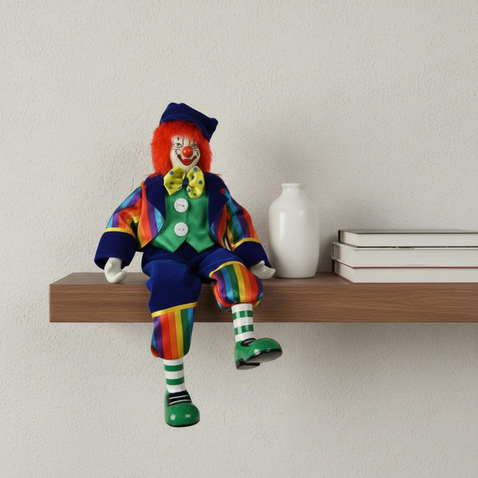 Vintage Collectible Clowns - Dangling Leg Clown Doll Handmade Porcelain