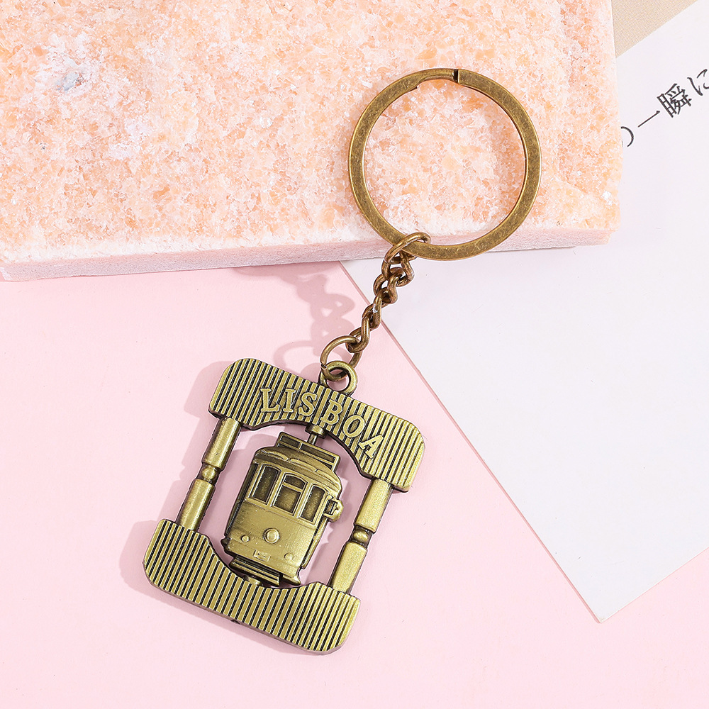 Vintage Items - Vintage Tram Design Metal Keychain Charm