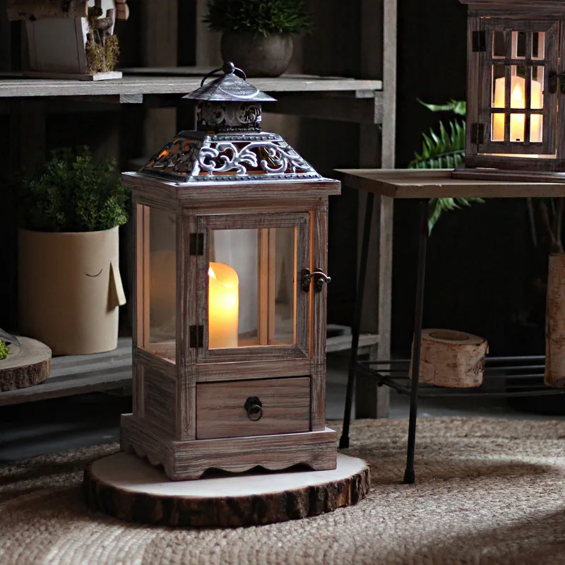 Vintage Wooden Glass Wind Lamp - Collectible Vintage Lamps 评论和价格