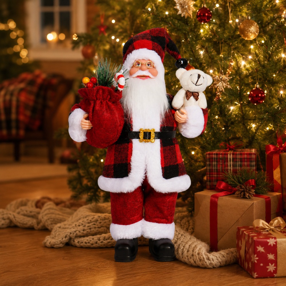 Red and black checkered Santa  - Vintage Collectible Santa 评论和价格