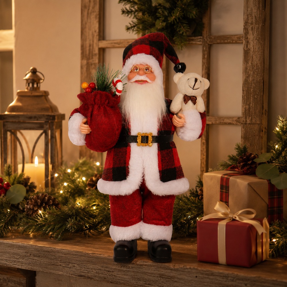 Red and black checkered Santa  - Vintage Collectible Santa 评论和价格