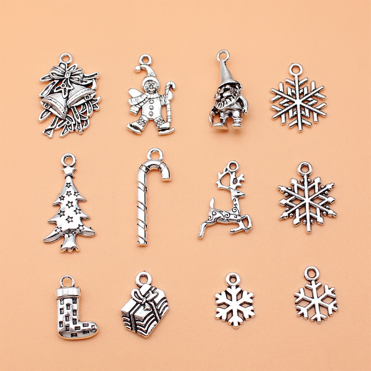 12pcs Antique Silver Color Chr - Vintage Collectible Santa 评论和价格