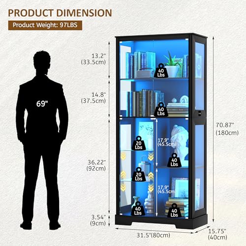 71” Glass Display Cabinet with - Collectible & Vintage Dolls For Wedding 评论和价格